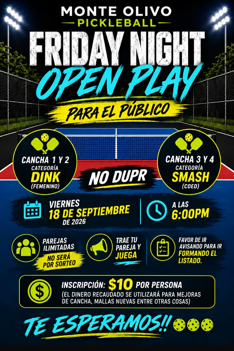 Monte Olivo Pickelball Friday Night